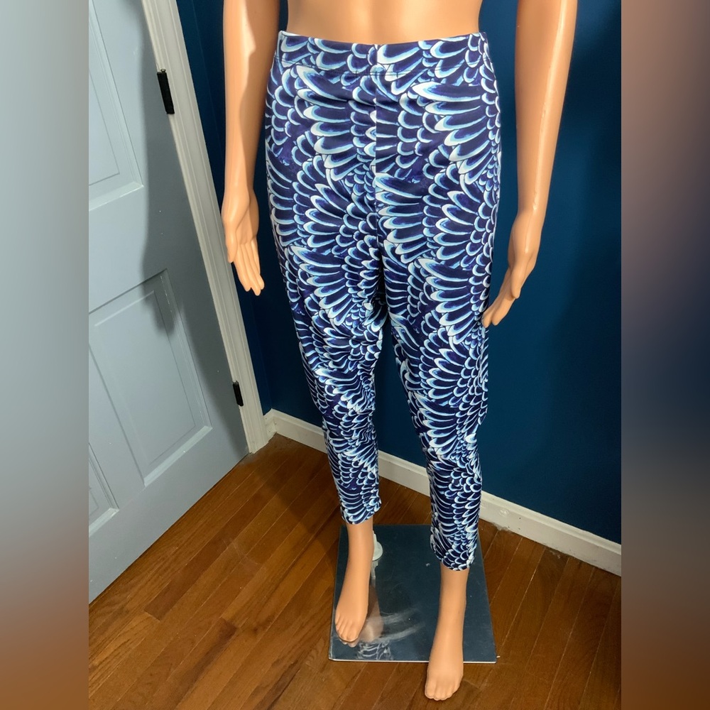 Ed Hardy Blue Feather Print Leggings